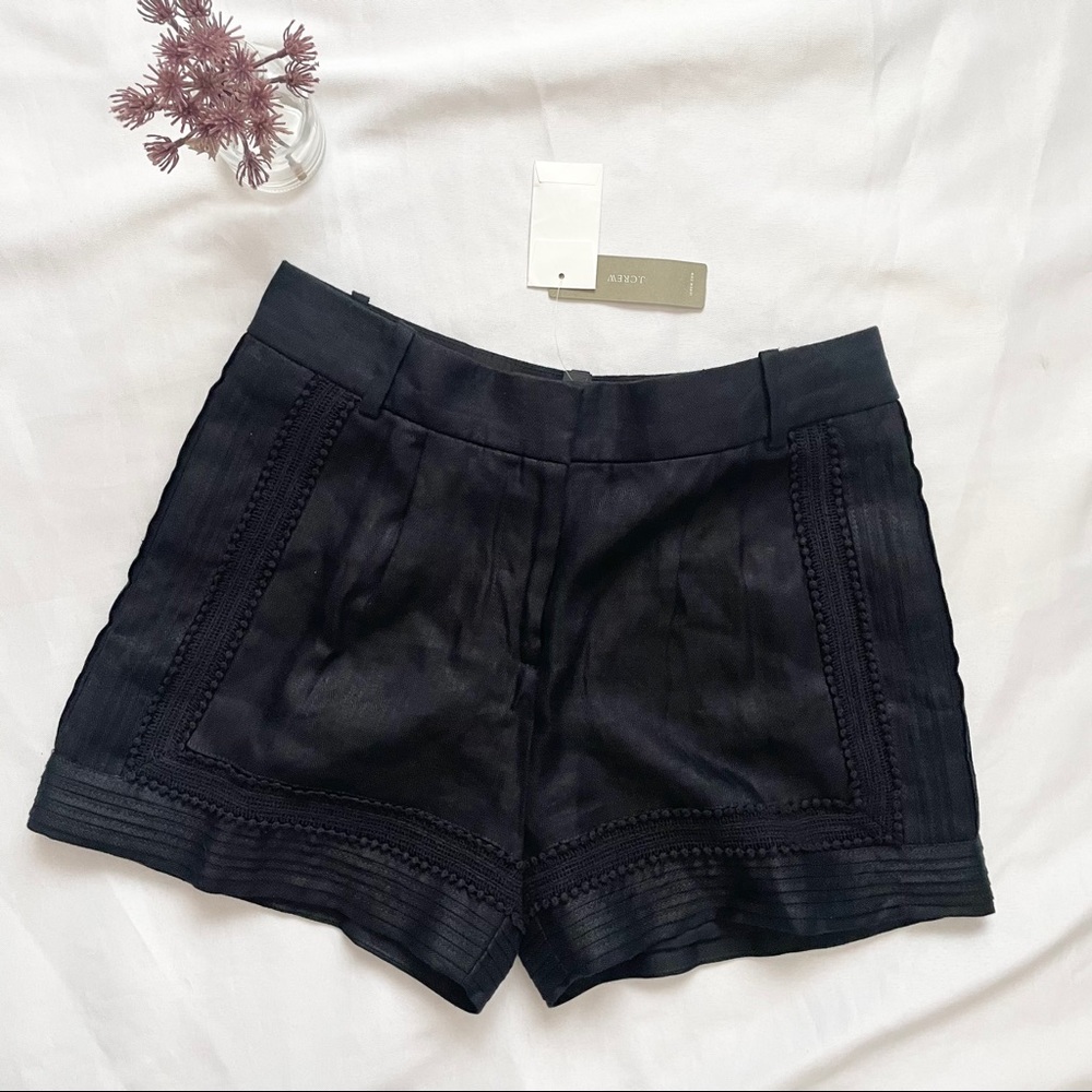 J.Crew Black Lace Detail Linen Shorts